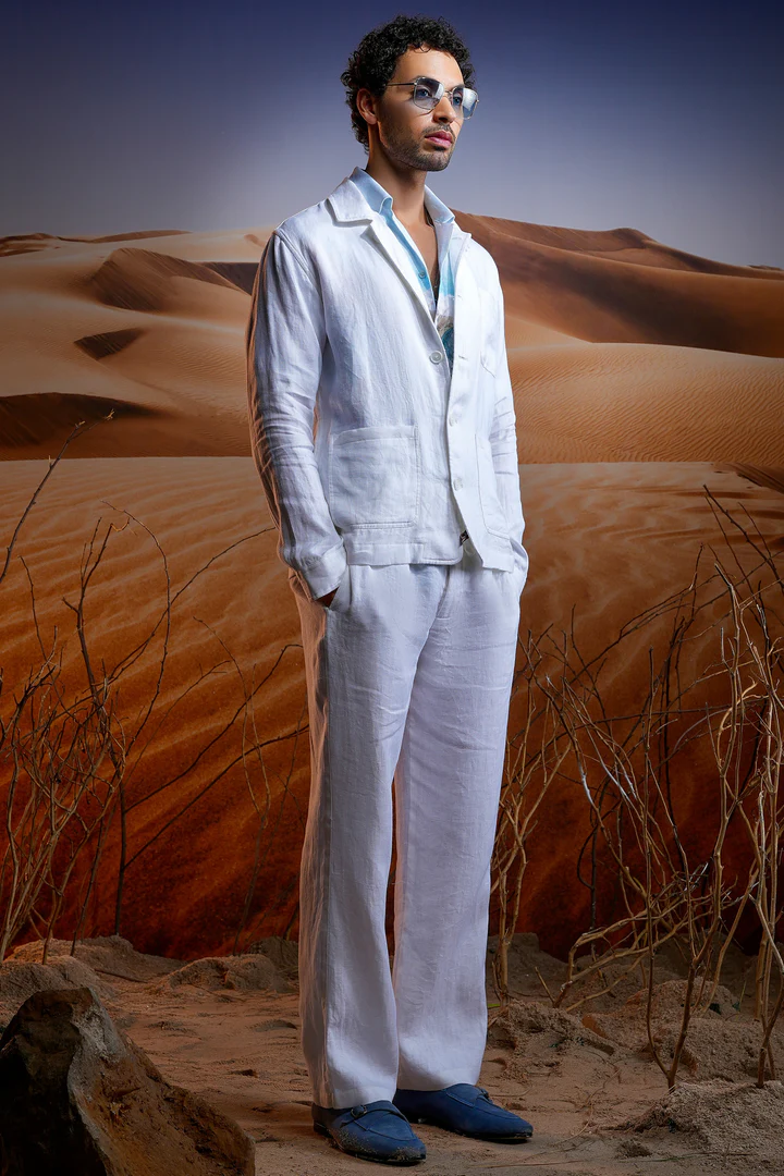 Get Quality White Herringbone Linen Coord Set