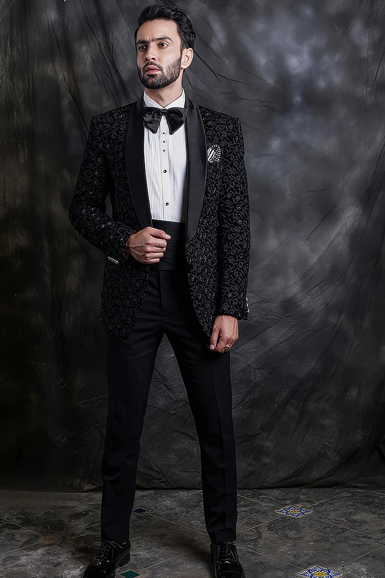 Black Embellished Tuxedo